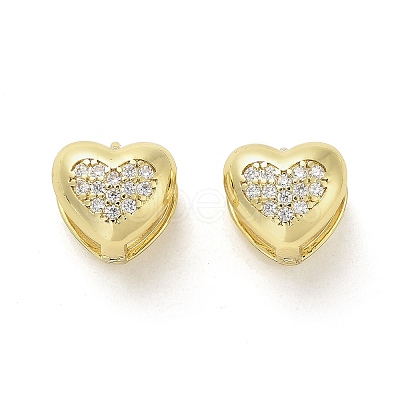 Heart Rack Plating Brass Micro Pave Clear Cubic Zirconia Hoop Earrings EJEW-M240-01G-1