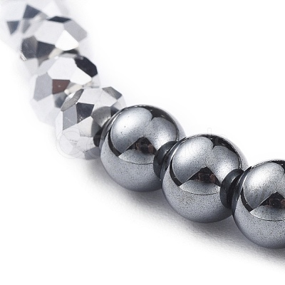 Faceted Rondelle Electroplate Glass Stretch Bracelets BJEW-JB04650-01-1