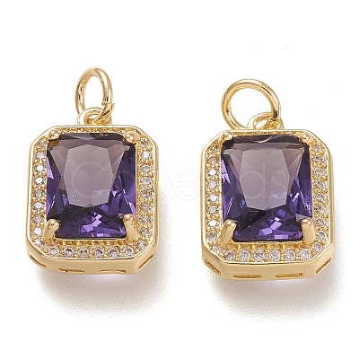 Brass Glass Charms X-ZIRC-F116-09B-G-1