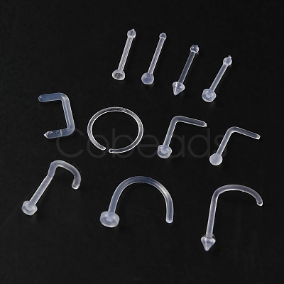 Acrylic L-Shaped Nose Ring AJEW-YW0001-06A-1