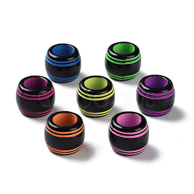 Spray Printed Opaque Acrylic European Beads SACR-P031-32B-1