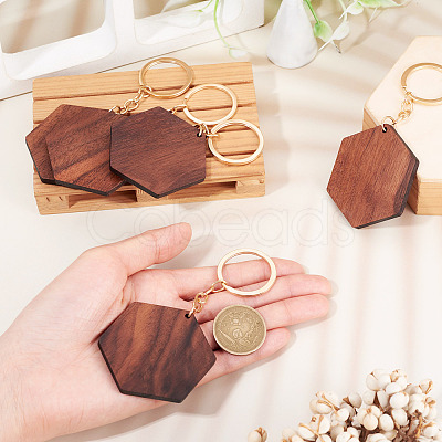 Walnut Wood Pendant Keychains KEYC-TAC0034-06C-1