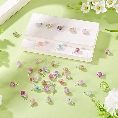 80Pcs 8 Colors Baking Paint Crackle Glass Pendants PALLOY-TAC0186-1