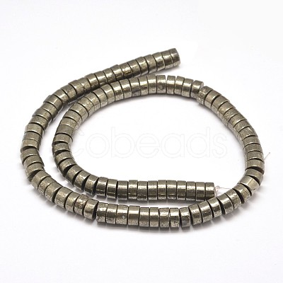 Flat Round/Disc Natural Pyrite Beads Strands X-G-I126-23-6x4mm-1