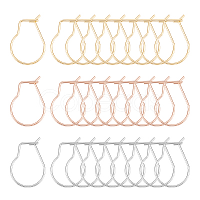 304 Stainless Steel Hoop Earring Findings Kidney Ear Wires STAS-UN0012-43-1