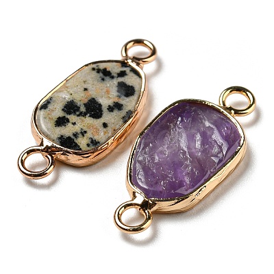 Natural Mixed Stone Connector Charms KK-C034-03G-1