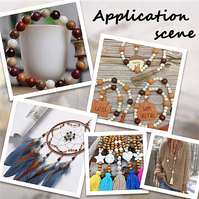 400Pcs 4 Styles Natural Wood Beads WOOD-GF0002-15B-1