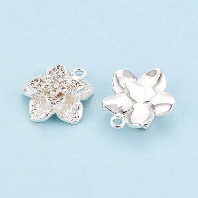 Brass Micro Pave Clear Cubic Zirconia Pendants KK-T077-31S-1