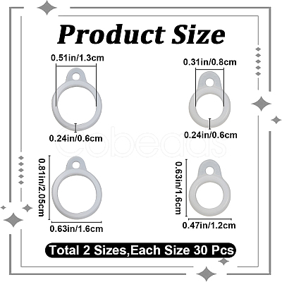 60Pcs 2 Style Silicone Pendant SIL-GF0001-42C-1
