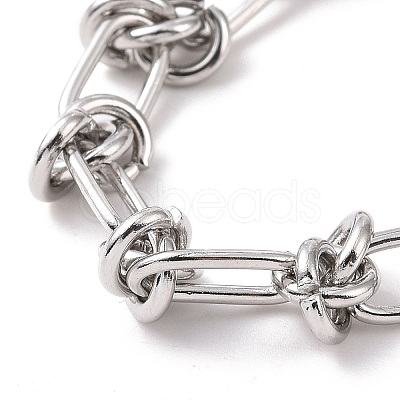 Non-Tarnish 304 Stainless Steel Knot Link Chain Bracelet for Men Women BJEW-E020-01P-1