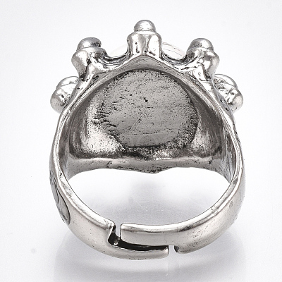 Adjustable Alloy Glass Finger Rings RJEW-T006-03A-1