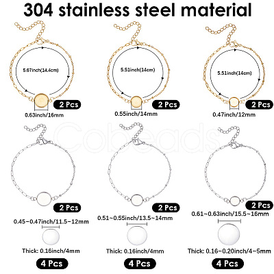 12Pcs 6 Styles 304 Stainless Steel Paperclip Chain Satellite Chain Bracelet Making BJEW-SP0001-28-1