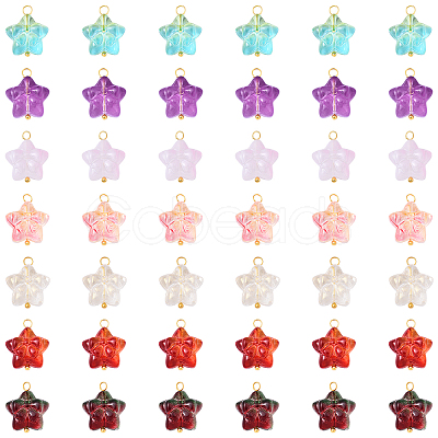 10Pcs Star with Bowknot Glass Pendants PALLOY-YW00059-01-1