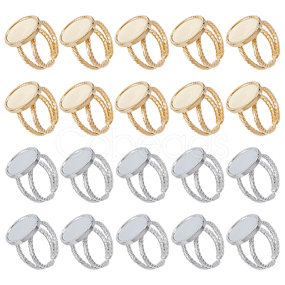 20Pcs 2 Colors 304 Stainless Steel Open Cuff Ring Settings STAS-ME0003-05-1