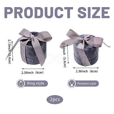 2Pcs Round Velvet Ring Boxes & Pendant Boxes Sets VBOX-CA0001-04A-1