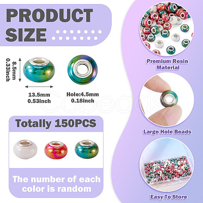 150Pcs Opaque Resin European Beads RESI-TA0004-61D-1