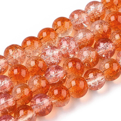 Transparent Crackle Baking Paint Glass Beads Strands DGLA-T003-01A-11-1