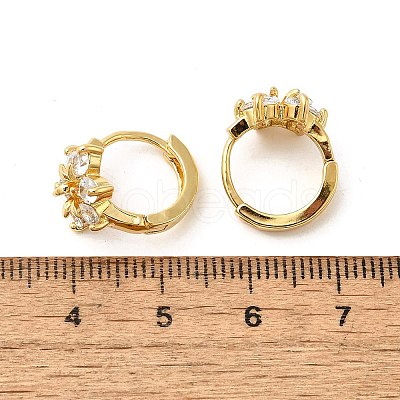 Flower Brass Hoop Earrings EJEW-S256-01A-G-1