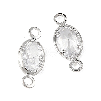 SHEGRACE Brass Pave Cubic Zirconia Oval Connector Charms XGRQ2O400-439A-P-1