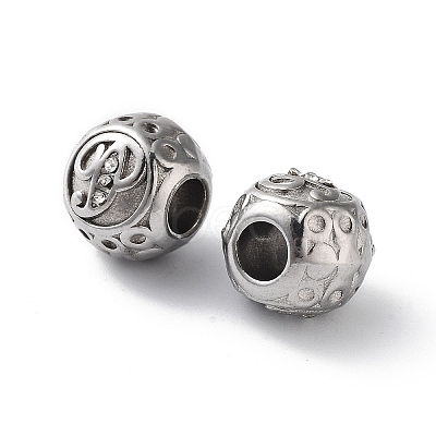 304 Stainless Steel Rhinestone European Beads STAS-A092-10P-P-1