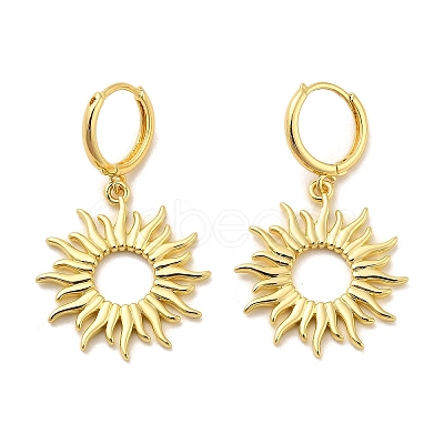 Sun Brass Hoop Earrings EJEW-H180-30D-G-1