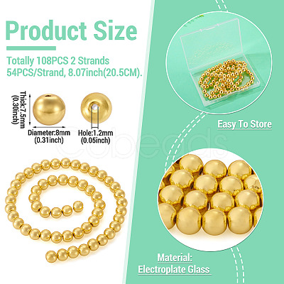 108Pcs 2 Strands Electroplate Glass Beads Strands EGLA-TA0013-58-1
