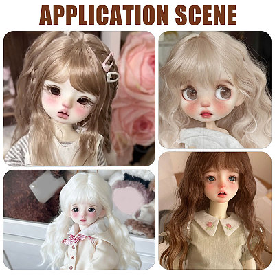 4Pcs 4 Colors High Temperature Fiber Long Flat Curly Hairstyle Doll Wig Hair DOLL-GL0001-04D-1