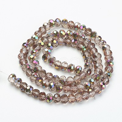 Electroplate Transparent Glass Beads Strands EGLA-A034-T8mm-R06-1