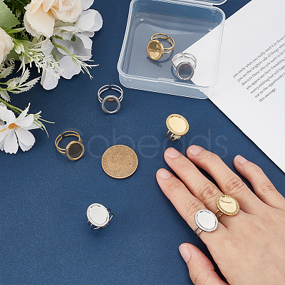 8Pcs 2 Colors 304 Stainless Steel Cuff Ring Findings FIND-ME0003-36-1