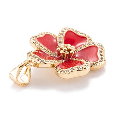 Real 18K Gold Plated Brass Micro Pave Clear Cubic Zirconia Beads Pendants ZIRC-M114-32G-E-1
