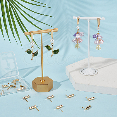 20Pcs Brass Stud Earrings Findings KK-SC0006-04-1