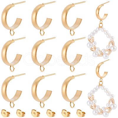 16Pcs 304 Stainless Steel Stud Earring Findings STAS-BBC0010-20D-1