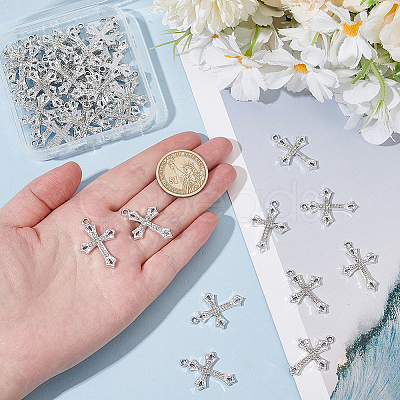 50Pcs Alloy Crystal Rhinestone Pendants ALRI-ME0001-02-1