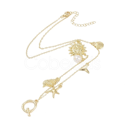 Bohemian Summer Beach Style 18K Gold Plated Shell Shape Initial Pendant Necklaces IL8059-17-1