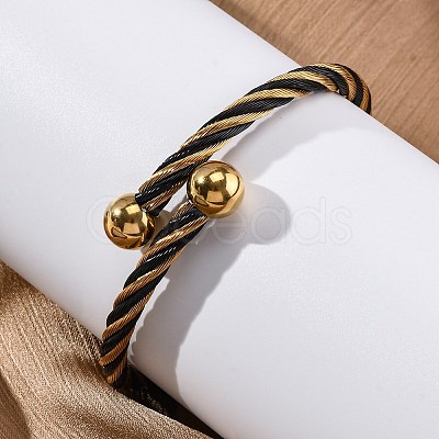 304 Stainless Steel Torque Bangles for Women BJEW-P310-19MC-1