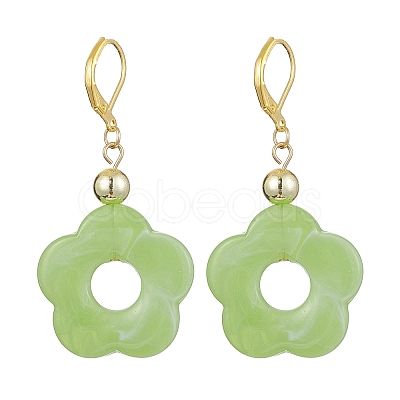 Acrylic Flower Dangle Leverback Earrings EJEW-JE05625-05-1