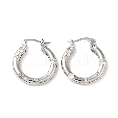 Cubic Zirconia Hoop Earrings EJEW-Z019-23D-P-1