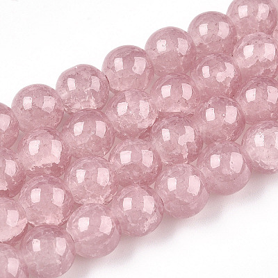 Baking Paint Crackle Glass Beads Strands X-DGLA-Q023-8mm-YS7-1