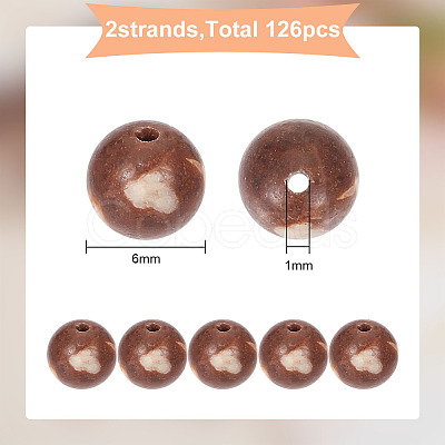 2 Strands Natural Zebra Jasper Round Beads Strands G-GO0001-34-1