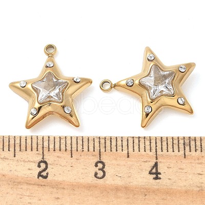 304 Stainless Steel with Rhinestone Charms STAS-Q345-13G-1