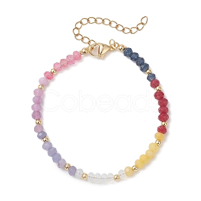 Chakra Dyed Natural Malaysia Jade Rondelle Beaded Bracelets for Women BJEW-JB13147-1