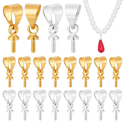 120Pcs 2 Colors Brass Peg Bails Pendants KK-WR0001-58-1