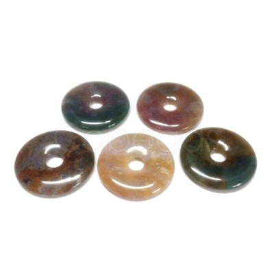 Donut/Pi Disc Natural Gemstone Pendants G-L234-40mm-12-1