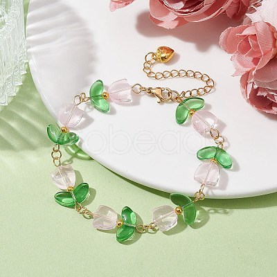 Glass Flower Beaded Bracelets BJEW-JB09788-01-1
