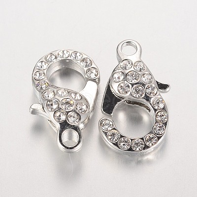 Alloy Glass Rhinestone Lobster Claw Clasps ZIRC-F022-63P-1