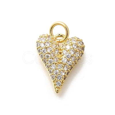 Brass Micro Pave Clear Cubic Zirconia Pendants X-KK-L225-035G-1
