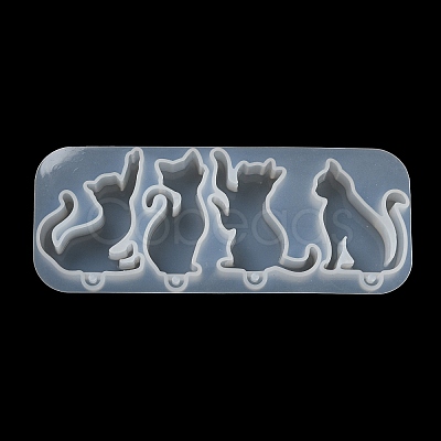 Cat Shape Pendant DIY Silhouette Silicone Mold DIY-K067-02B-1