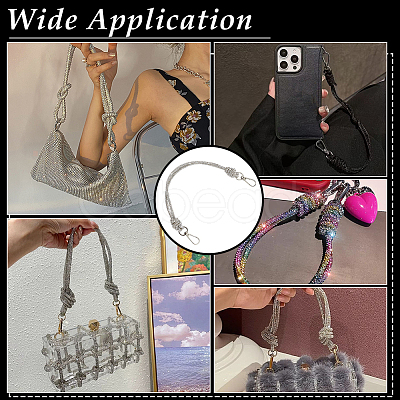 2Pcs Glass Rhinestone Rubber Cord Bag Handles FIND-PH0059-68C-1