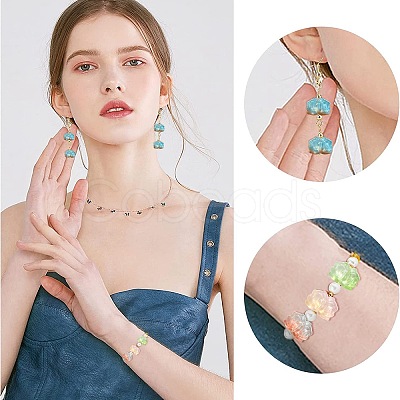 70Pcs 7 Colors Two Tone Glass Beads GLAA-CJ0001-78-1