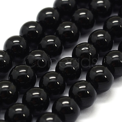 Natural Black Tourmaline Beads Strands LS-G-G763-01-6mm-AB-1